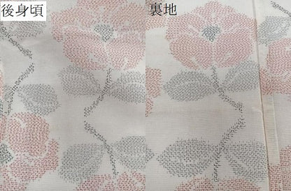 平和屋着物＊夏物　紗紬　草花文　正絹　逸品　CABK8990xi