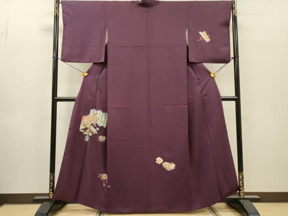 平和屋着物▼訪問着　総刺繍　屏風楽器花文　金糸　正絹　逸品　DABI7358fe
