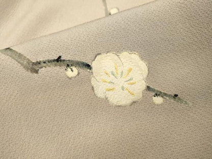 平和屋着物▼訪問着　刺繍　手描き　枝花　正絹　逸品　DABI7366fe