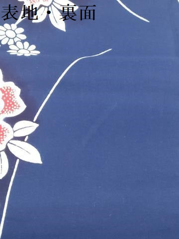 平和屋着物＊夏物　浴衣　反物　着尺　注染　東京磯浪染　草花文　綿　 逸品　未使用　DABJ0775zy