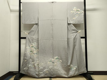 平和屋着物●訪問着　御所解飛鶴松文　暈し染め　金彩　正絹　逸品　CABK2432gh