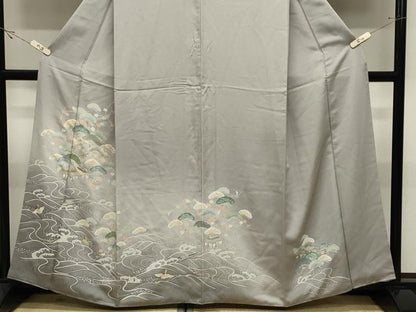 平和屋着物●訪問着　御所解飛鶴松文　暈し染め　金彩　正絹　逸品　CABK2432gh