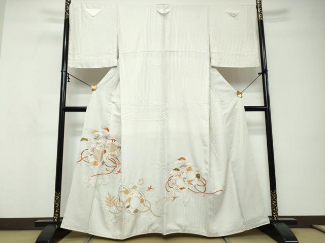 平和屋着物●豪華色留袖　駒刺繍　鼓花鳥文　金糸　正絹　逸品　DABI9128ud