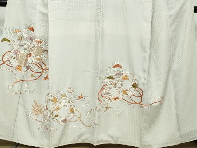 平和屋着物●豪華色留袖　駒刺繍　鼓花鳥文　金糸　正絹　逸品　DABI9128ud