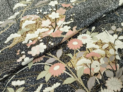 平和屋着物●訪問着　冊子草花文　暈し染め　たたき染め　金彩　正絹　逸品　DABI9281ud