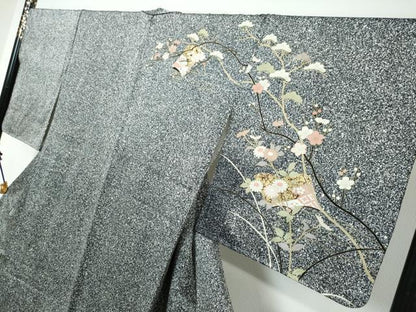 平和屋着物●訪問着　冊子草花文　暈し染め　たたき染め　金彩　正絹　逸品　DABI9281ud