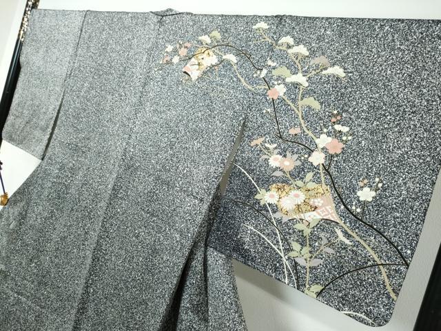 平和屋着物●訪問着　冊子草花文　暈し染め　たたき染め　金彩　正絹　逸品　DABI9281ud