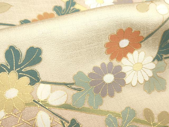 平和屋着物●中国三大刺繍　スワトウ刺繍　汕頭刺繍　訪問着　地紙花文　暈し染め　金彩　正絹　逸品　DABI5524op