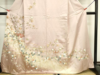 平和屋着物●中国三大刺繍　スワトウ刺繍　汕頭刺繍　訪問着　地紙花文　暈し染め　金彩　正絹　逸品　DABI5524op