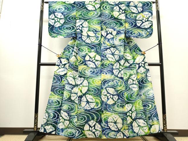 平和屋着物∴夏物　浴衣　有松鳴海絞り　流水花文　綿　逸品　DABI8993cd