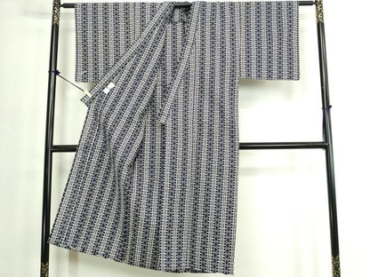 平和屋着物∴夏物　男性　浴衣　注染　縞　日本製　綿　逸品　DABJ4009cd