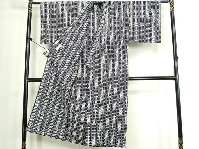 平和屋着物∴夏物　男性　浴衣　注染　縞　日本製　綿　逸品　DABJ4009cd