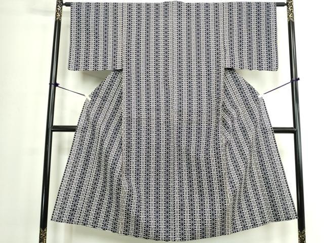 平和屋着物∴夏物　男性　浴衣　注染　縞　日本製　綿　逸品　DABJ4009cd