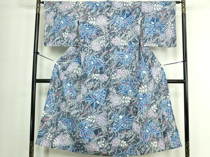 平和屋着物∴夏物　浴衣　有松鳴海絞り　花蝶文　綿　逸品　DABJ4016cd
