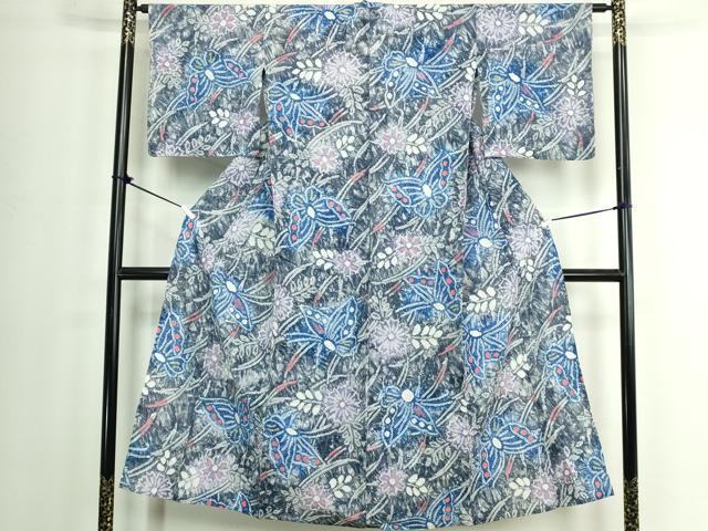 平和屋着物∴夏物　浴衣　有松鳴海絞り　花蝶文　綿　逸品　DABJ4016cd