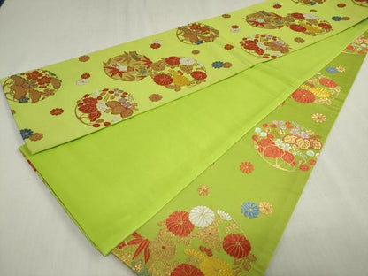 平和屋着物[]女の子　子供　全通柄袋帯　唐織　花丸文　松竹梅　金糸　逸品　DABJ3014ea