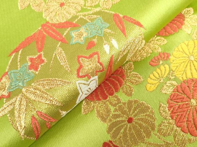 平和屋着物[]女の子　子供　全通柄袋帯　唐織　花丸文　松竹梅　金糸　逸品　DABJ3014ea