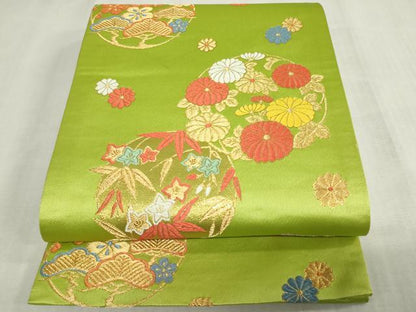 平和屋着物[]女の子　子供　全通柄袋帯　唐織　花丸文　松竹梅　金糸　逸品　DABJ3014ea
