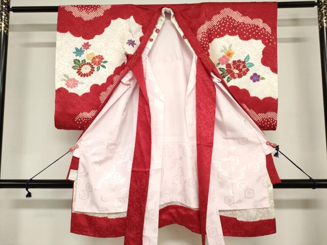 平和屋着物[]お宮参り 女の子 祝着 産着 初着 のしめ 絞り 糸車花鞠文 金彩 逸品 DABJ3040ea