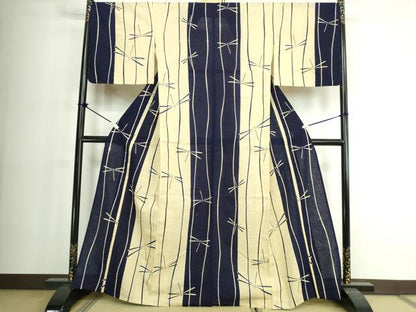 平和屋着物∴夏物　浴衣　注染　トンボ　綿　逸品　未使用　DABJ4045cd