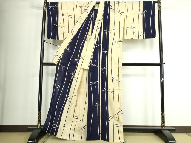 平和屋着物∴夏物　浴衣　注染　トンボ　綿　逸品　未使用　DABJ4045cd