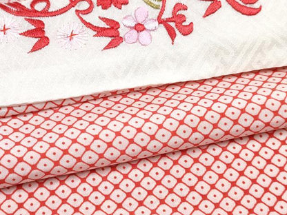 平和屋着物[]七五三　女の子　７歳　祝着　四つ身　襦袢(無双仕立て・半衿刺繍)セット　駒刺繍　群れ鶴　暈し染め　逸品　DABG3321ma