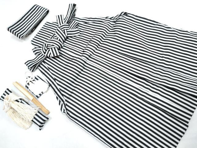 平和屋着物[]七五三　男の子　行灯袴・帯・小物セット　縞　DABG3333ma