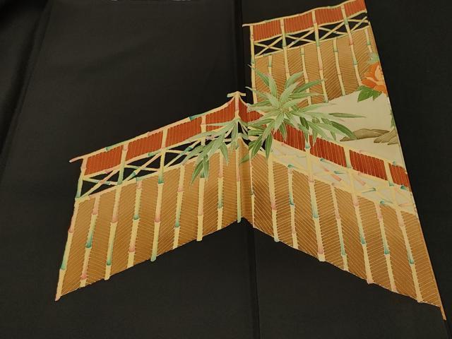 平和屋着物■豪華黒留袖　松竹梅草花文　正絹　逸品　CABK4222ev