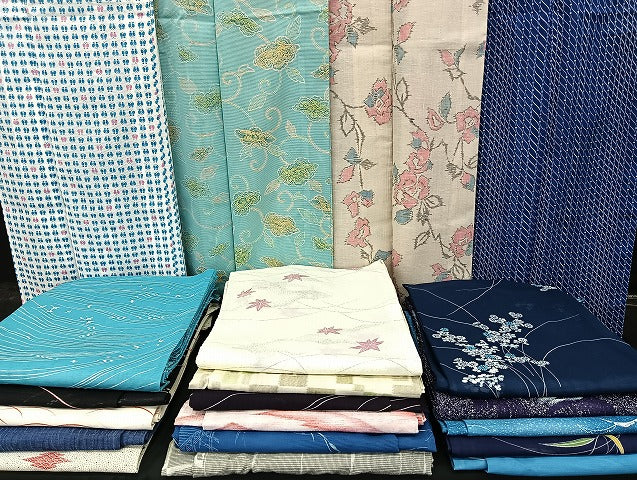 平和屋着物■夏物 小紋 絽 紗 洗える着物 まとめて20点 鳥 蝶 薔薇 花柄 着用可能多数 mmm1376