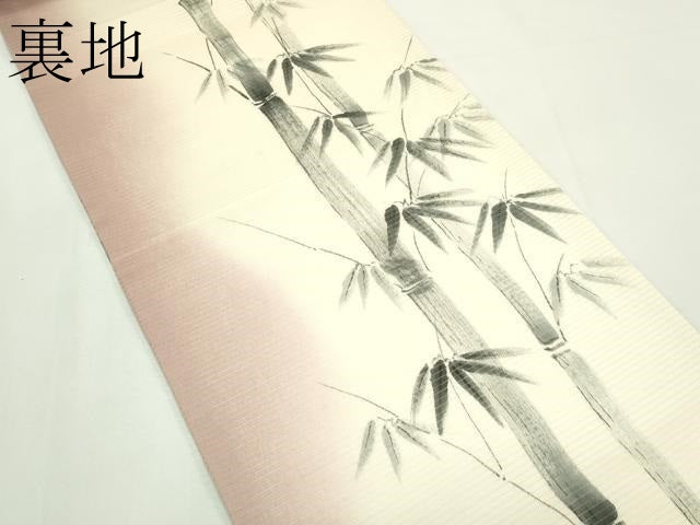 平和屋着物＊夏物　九寸開き名古屋帯　型染め　笹竹文　正絹　逸品　CABK7106rv