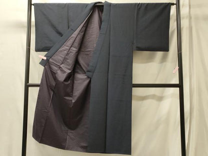 平和屋着物■男性　紬　深縹色　正絹　逸品　CABL0604oy