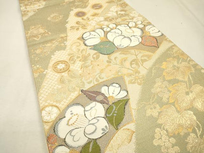 平和屋着物▼六通柄袋帯　地紙辻が花　金銀糸　正絹　逸品　DABI7519fe