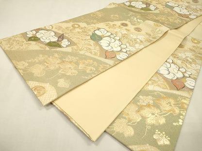 平和屋着物▼六通柄袋帯　地紙辻が花　金銀糸　正絹　逸品　DABI7519fe