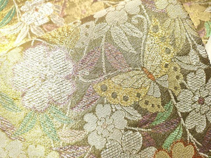 平和屋着物▼六通柄袋帯　花鳥文　金銀糸　正絹　逸品　DABI7597fe