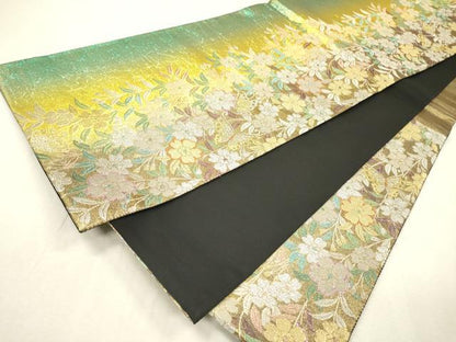 平和屋着物▼六通柄袋帯　花鳥文　金銀糸　正絹　逸品　DABI7597fe