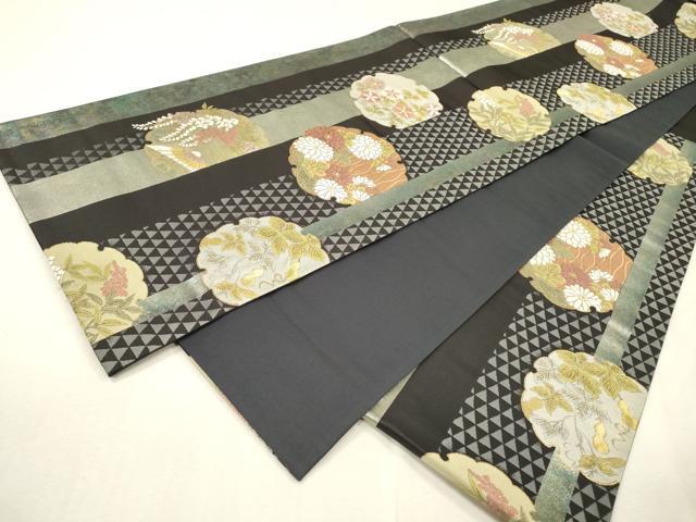平和屋着物▼六通柄袋帯　唐織　道成寺　銀糸　引箔　正絹　逸品　DABI7678fe