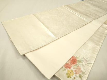 平和屋着物▼太鼓柄袋帯　駒刺繍　総刺繍　亀甲花車文　金銀糸　正絹　逸品　DABI7677fe