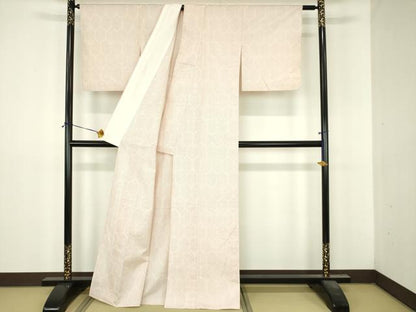 平和屋着物▽上質な紬　単衣　亀甲文　正絹　逸品　DABI4820sf