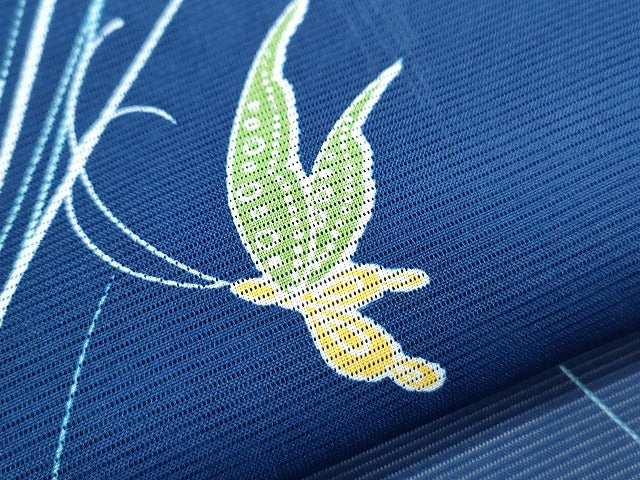 平和屋着物＊夏物　小紋　絽　花蝶文　洗える着物　CABK9457th
