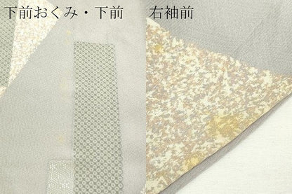 平和屋着物▽訪問着　単衣　刺繍　枝花文　銀彩　正絹　逸品　DABI4830sf