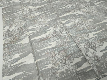 平和屋着物●本場大島紬　白大島　9マルキ　雲霞風景文　正絹　逸品　DABI9359ud