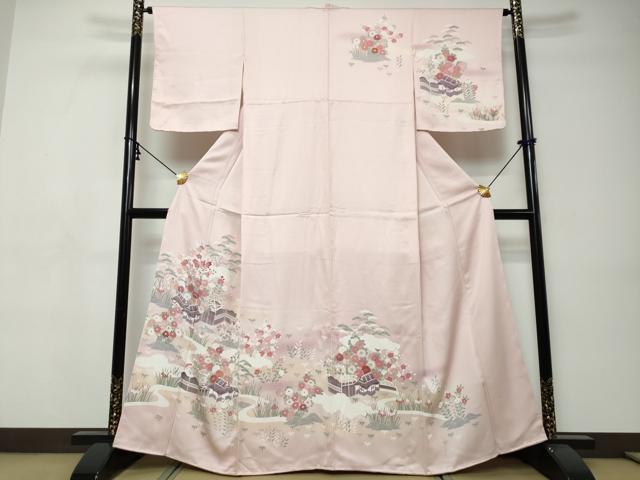 平和屋着物●訪問着　風景草花文　暈し染め　金彩　正絹　逸品　未使用　DABI9404ud