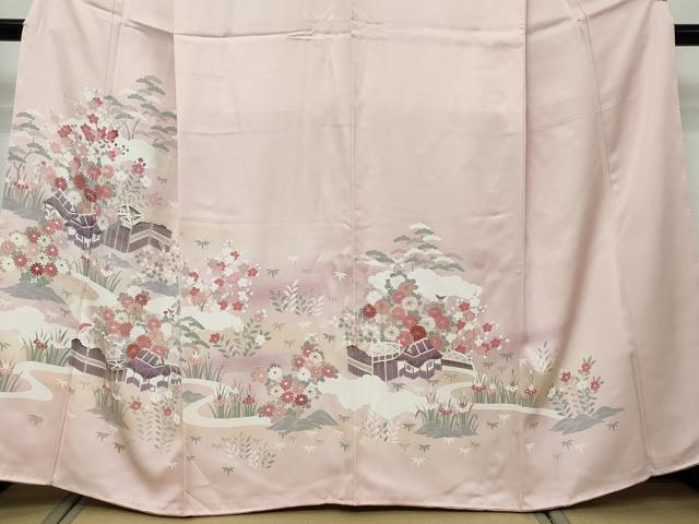 平和屋着物●訪問着　風景草花文　暈し染め　金彩　正絹　逸品　未使用　DABI9404ud