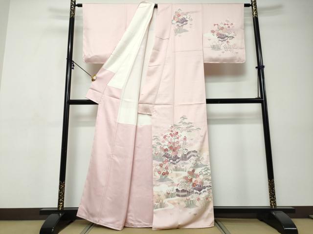 平和屋着物●訪問着　風景草花文　暈し染め　金彩　正絹　逸品　未使用　DABI9404ud