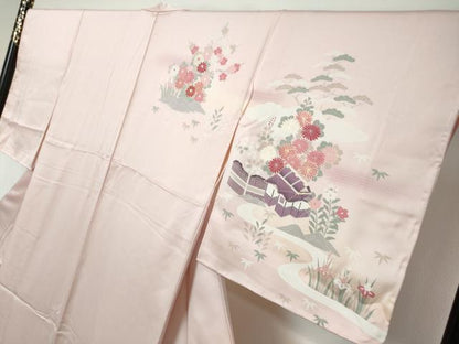 平和屋着物●訪問着　風景草花文　暈し染め　金彩　正絹　逸品　未使用　DABI9404ud