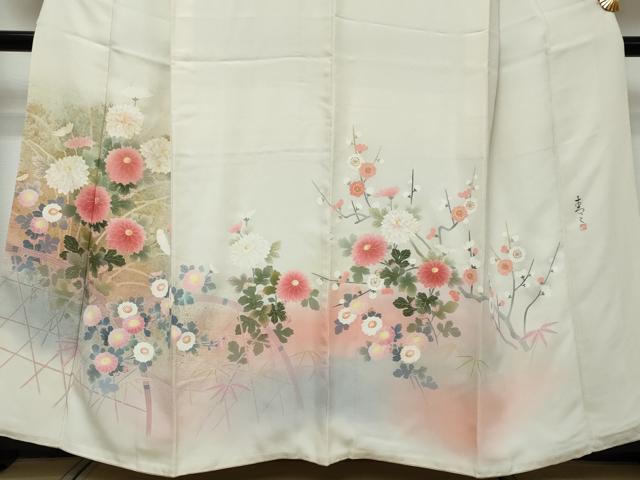 平和屋着物●京友禅の第一人者　松井青々　訪問着　草花籬文　暈し染め　金彩　正絹　逸品　DABI9408ud