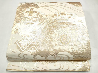 平和屋本店▼六通柄袋帯　正倉院花文　本金九百錦　正絹　逸品　CABL4847hy