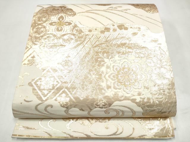 平和屋本店▼六通柄袋帯　正倉院花文　本金九百錦　正絹　逸品　CABL4847hy