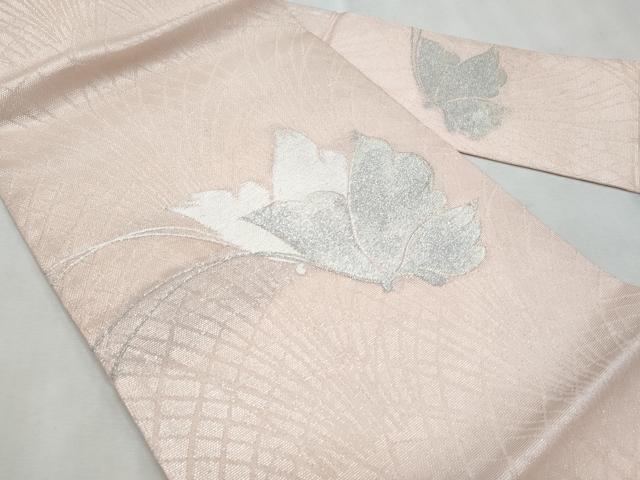 平和屋着物＊夏物　九寸名古屋帯　舞蝶文　銀糸　正絹　逸品　CABL2134fb