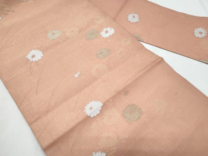 平和屋着物＊夏物　九寸名古屋帯　枝花文　金糸　正絹　逸品　CABL2155fb